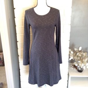 Toad & Co. Blue White Striped Long Sleeve Dress